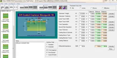 SI9000 calculation for 100 ohm differential coplanar impedance
