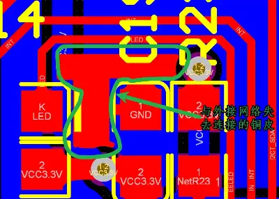 Isolated copper region left unconnected on a PCB copper pour