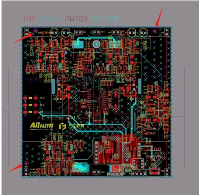 Recommended fiducial mark size and corner placement on a PCB