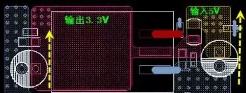 LDO PCB layout with input and output capacitors close to the regulator pins