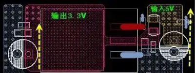 LDO PCB layout with input and output capacitors close to the regulator pins