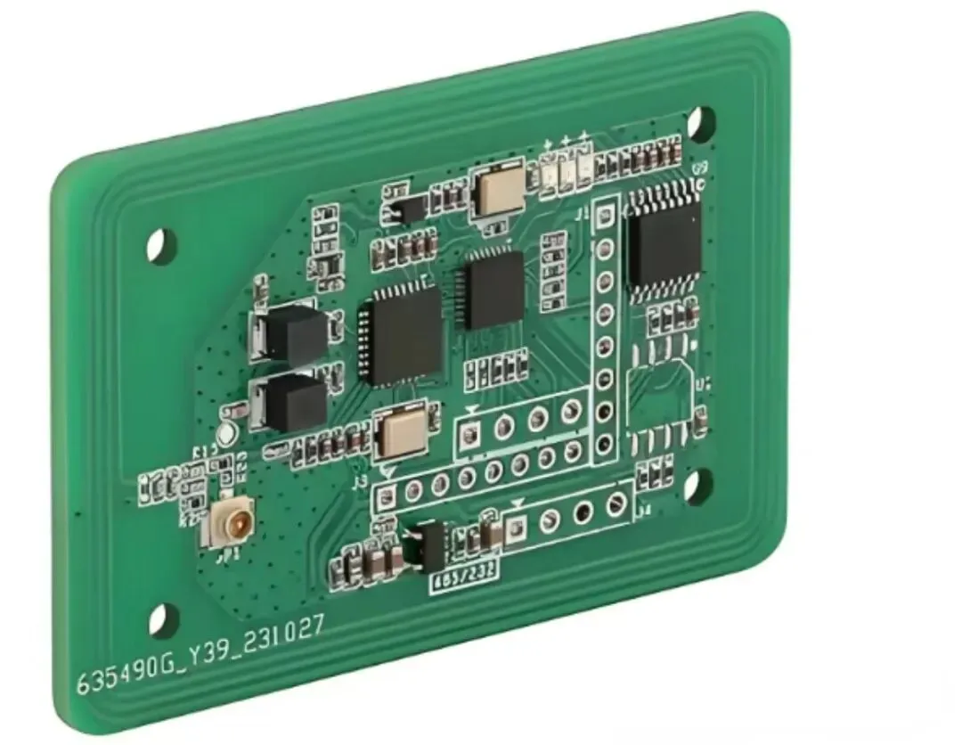 PCB antenna trace pattern on a production circuit board