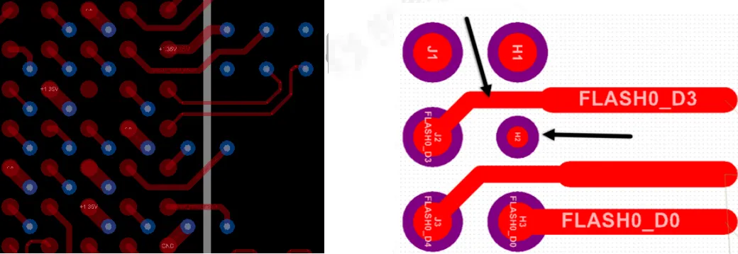 BGA via offset for inner-layer escape