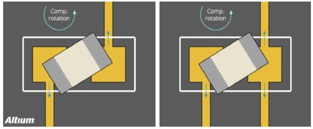 Routing that can shift a component during soldering