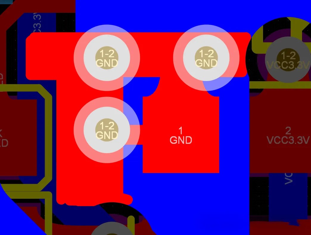 Isolated copper tied to GND with vias to the ground pour
