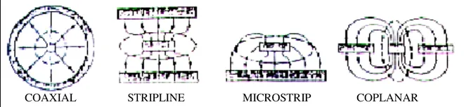 Field distribution of common transmission lines including microstrip