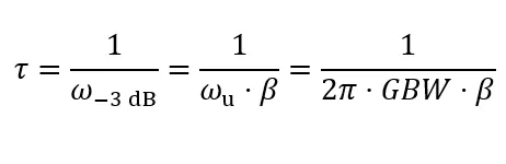Relationship between time constant and op amp GBW (formula 2)