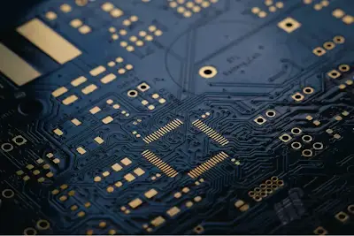 Close-up of high-speed differential pair routing on 8-layer PCB