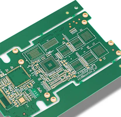 Cross-section of a halogen-free PCB showing laminate layers