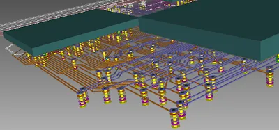 Detailed view of PCB traces showing routing paths