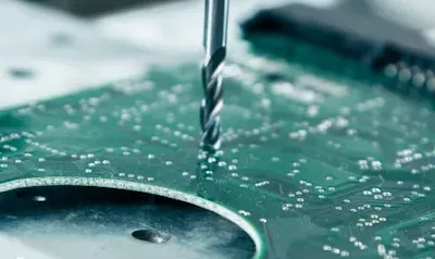 Micro-drill bit used for PCB hole creation under magnification