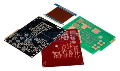 Side-by-side physical samples of FR1 paper-based and FR4 fiberglass PCBs