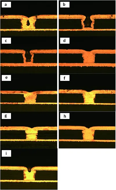 micrograph showing plated microvia