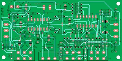 Example of a PCB layout with well spaced components for hand soldering