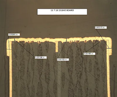 Cross-section diagram showing a FR4 board with different finished hole diameters
