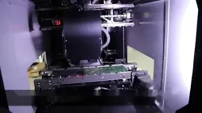 3D laser scan showing uniform solder paste height on flexible PCB pads post-printing