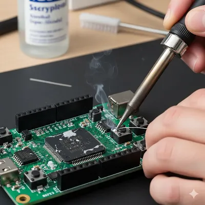 Soldering is a pivotal stage in building your own gaming device, as it establishes all the electrical connections. 