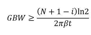 Derived GBW requirement expression (formula 6)