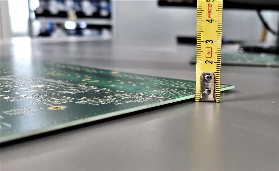 Measuring PCB warpage with a dial gauge