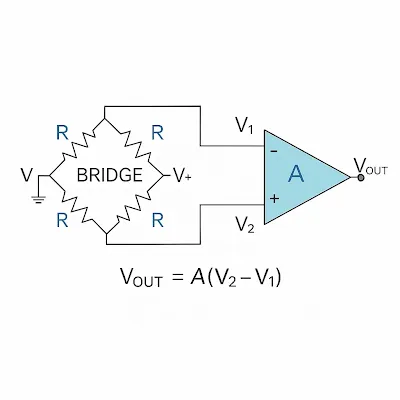 Wheatstone bridge differential amplifier