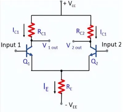 BJT differential amplifier circuit diagram