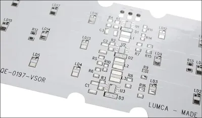 Cross-sectional view of an aluminum PCB showing metal base and dielectric layer