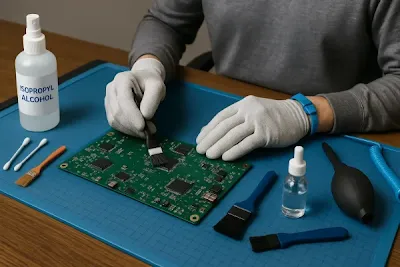Various cleaning agents used for PCB contamination removal