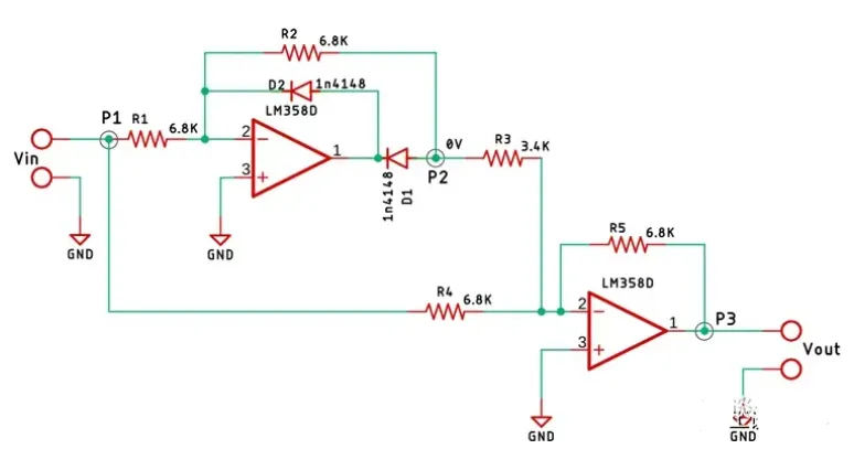 Precision Full-Wave Rectifier Using an Op Amp