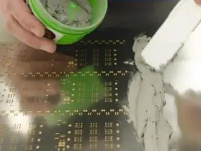 solder paste on the stencil