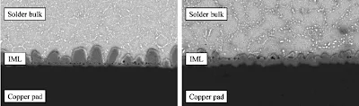 Microscopic view of a solder joint during quality check