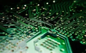 Close-up of PCB traces showing signal and ground paths