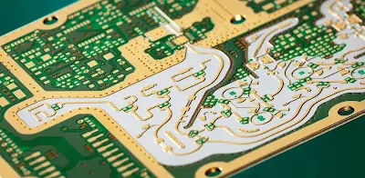 Surface of 15 oz copper board after epoxy fill and grinding showing flat solder mask