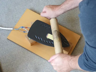Using an iron to transfer toner onto a PCB for solder masking