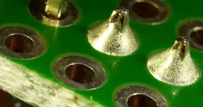 view of a high-quality solder joint on a PCB
