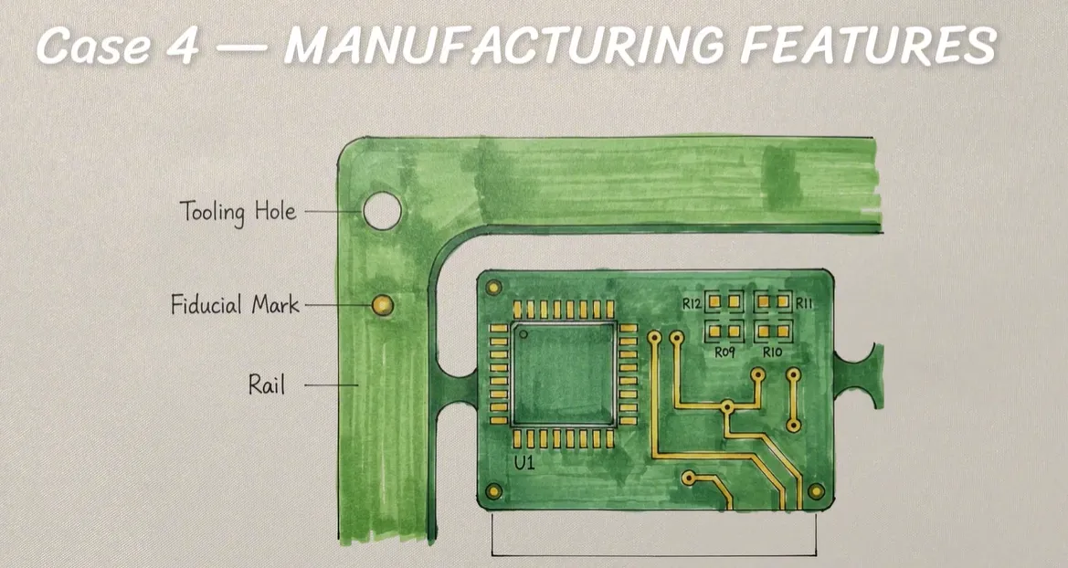 Tooling Holes, Fiducials, and Rail Copper