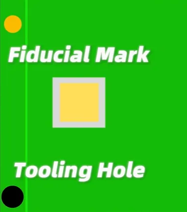 fiducial mask and tooling hole on the edge rail