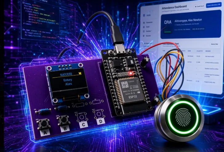 ESP32 Fingerprint Attendance PCB: Reliable 2-Layer Design Ends Breadboard Failures