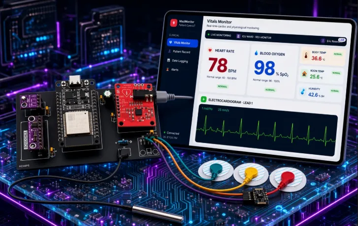 ESP32 Health Monitor PCB: 2-Layer FR-4 DFM for Clean ECG