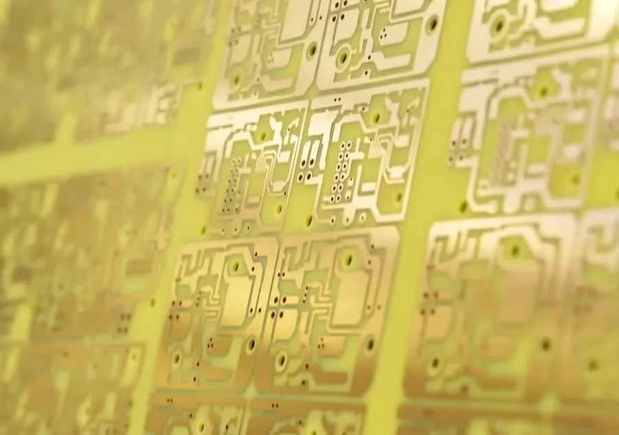 High-frequency PCB panel after copper etching in PCB manufacturing