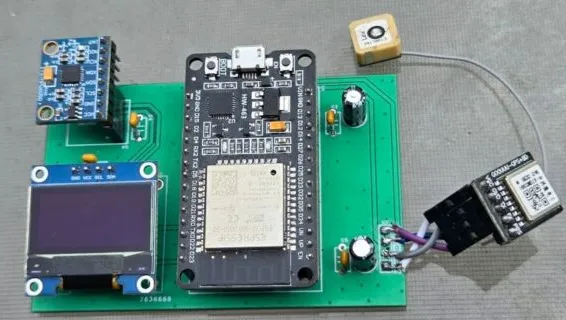 Assembled ESP32 Speedometer components